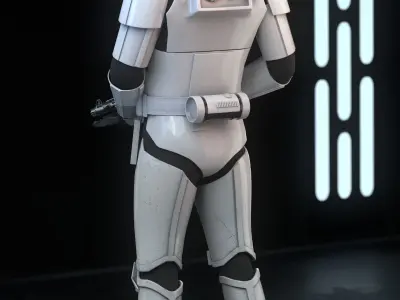 Stormtrooper Realistic 3D Model Low Poly from star wars force... Low-poly 3D model