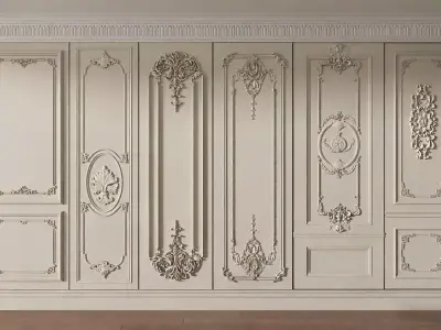 French carved wainscoting 3D model