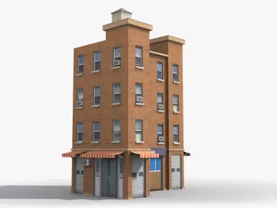Apartment Building x5 Low-poly 3D model