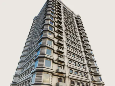 Building Skyscraper City Town Downtown Office Space Work Street Low-poly 3D model 9