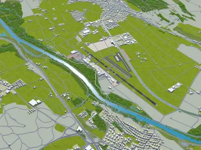 Bern Airport 10km Low-poly 3D model