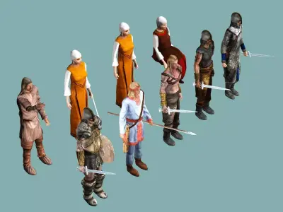 Medieval Exclusive Village People 3D Model Low-poly 3D model