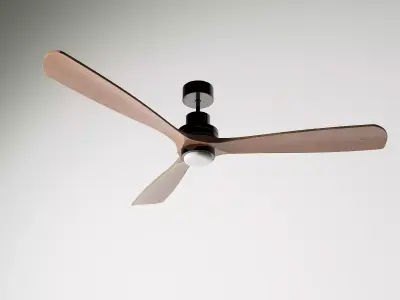 Modern Wooden 3-Blade Ceiling Fan with Light 3D model
