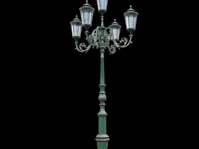 Parisian Style Lamppost 3D model Low-poly 3D model