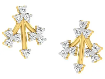 Gold Diamond Women Earring 3D print Model 3D print model 13