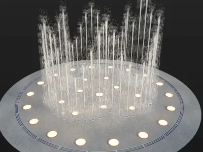 Water fountain Water stream splashing on ground 3D model