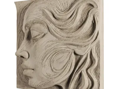 Artistic Female Portrait Relief Wall Art Low-poly 3D model