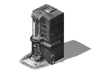Sci Fi Building-connection wall 06 3D model