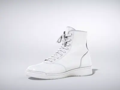 Monochrome Boxing Shoe with Ankle Support Low-poly 3D model