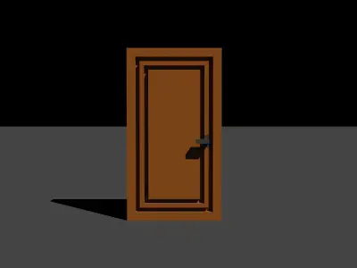 Wooden door Voxel model  Low-poly 3D model
