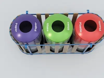 Recycle Bins PBR model2 Low-poly 3D model