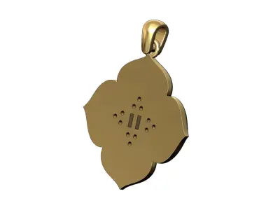 Star baguette and diamond cluster floral window pendant 3D print model