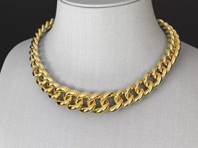 Oval Graduated Cuban Chain Necklace 3D print model