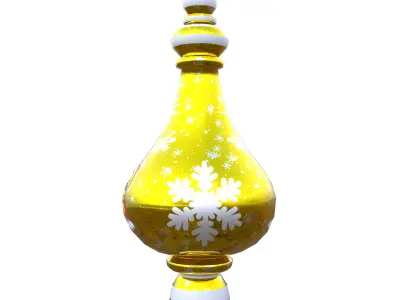 Charming Baby Holiday Golden Bauble 3D PBR Low poly  Low-poly 3D model