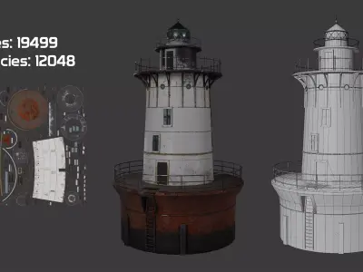 Lighthouse in the sea Environment Low-poly 3D model