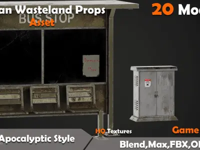 Post-Apocalyptic Urban Props Low-poly 3D model