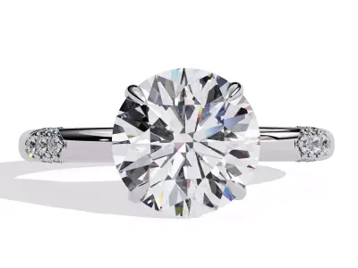 Elegant Solitaire Engagement Ring  STL and 3DM CAD Files 3D print model