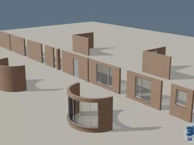 Modular walls Low-poly 3D model