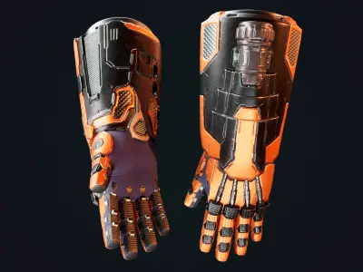 Sci-fi Power Gloves Low-poly 3D model