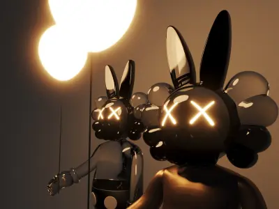 Kaws Standing Lamp 3D model 3D model