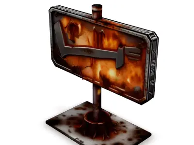 Burning Metal Check Mark Sign Low-poly 3D model