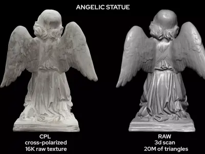Praying Angel Marble Statue Photogrammetry 3D Scan 41 3D model