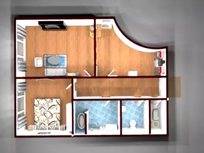 Bedroom floor plan of apartment 3D model