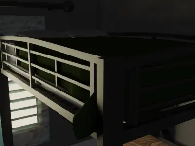 Cozy Bedroom With Bunkbed 3D model