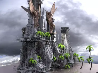 Tribal City Island beach Towers Kit bash 3  3D model