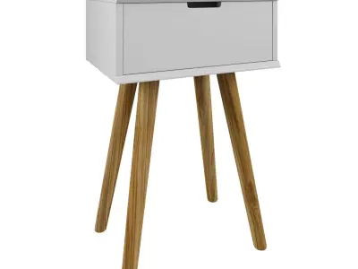 Mitra Bedside Table White 1 Drawer 3D model