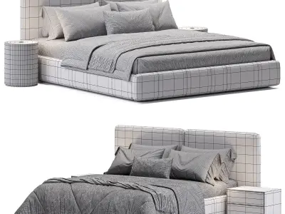 Eldridge King Bed Frame with Drawers Low-poly 3D model