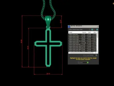 High Cross Pendant Light Gold 18K 4CP026 3D print model