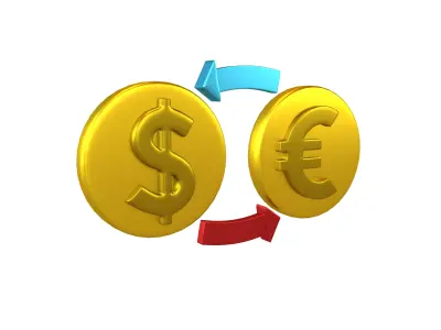 Currency Exchange Dollar To Euro Icon v1 004 Low-poly 3D model
