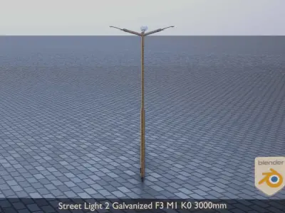 Street Light 2 Galvanized F3 M1 K0 3000mm Low-poly 3D model
