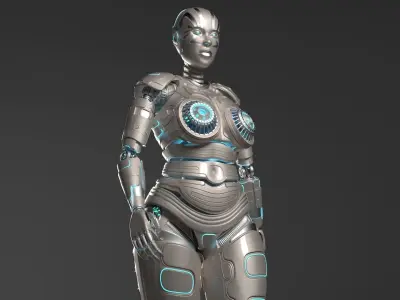 LADY ROBOT CURVY RIGGED 3D model