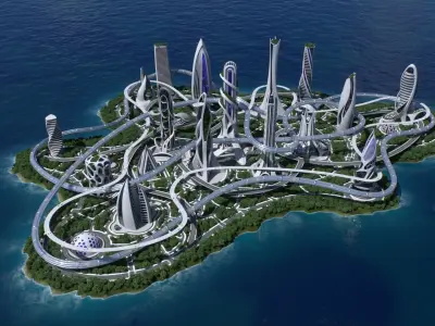 Futuristic city Utopian Buildings kit 3D model