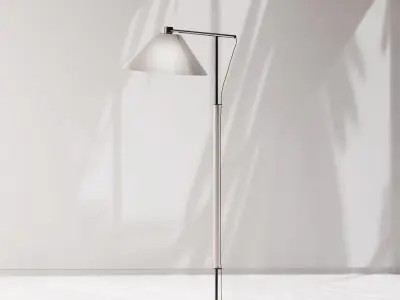 Crate and Barrel Luka Petite Floor Lamp Iron and Oak 3D model