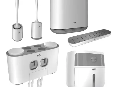 Set of bathroom toilets accessories by Mvm 3D model