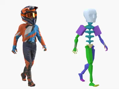  Kids Dirt Bike Racer Covered in Mud Rigged 