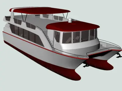 Catamaran pontoon boat 3D model