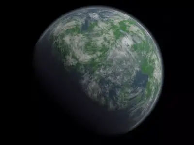 Earth-like Planet with Forests and Mountains 3D model
