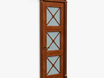 Door0034 wooden door with glass panels 3D model
