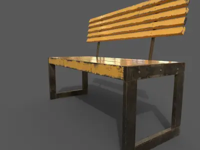 Street Bench Low-poly 3D model