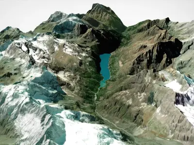 Mountain landscape Lago di Palce Maulin Italy 3D model