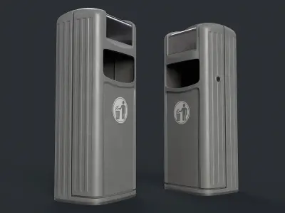 Street Trash Can 35 PBR Game Ready Low-poly 3D model