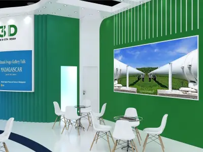 Exhibition Stand Stall Two Side Open 9X7 3D model