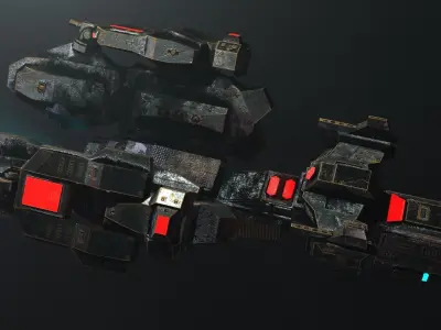 Sci-fi Spaceship Low-poly 3D model