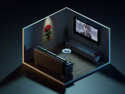 Isometric room Free low-poly 3D model