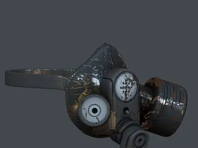 Gas mask helmet 3d model scifi Low-poly  Low-poly 3D model