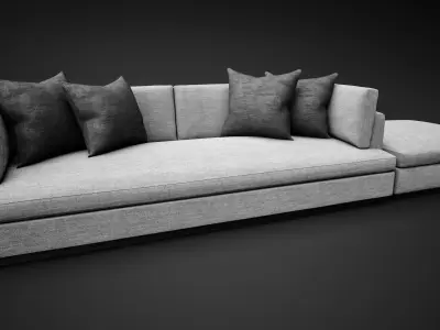 Century Carrier Armless Sofa and Ottoman 3D model
